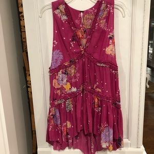 Free People pink floral sleeveless Tunic small
